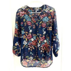 Kut from the Kloth Floral Blouse - Turquoise and Multicolor